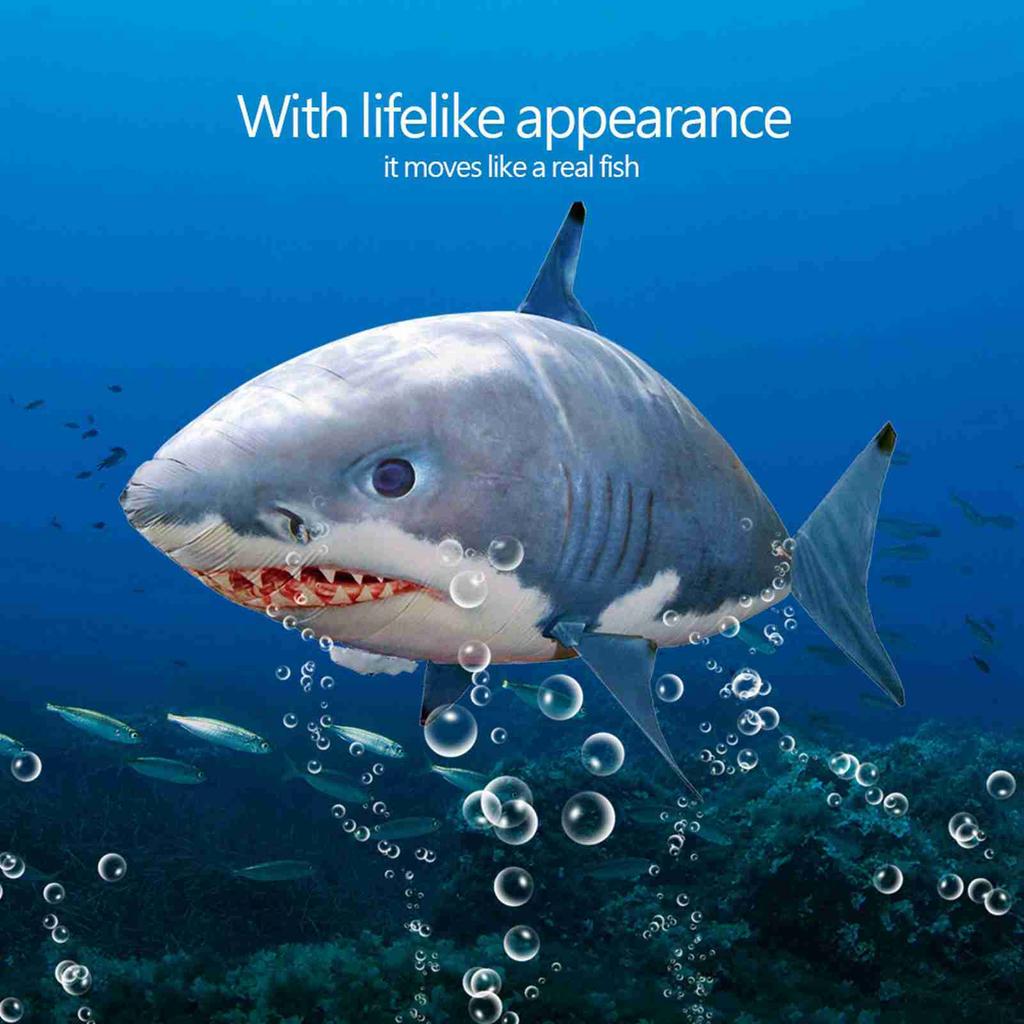 D5 Игрушки для домашних кошек Игрушка с дистанционным управлением Летающая акула Надувной RC Надувной шар Игрушка для кошек и собак Детский подарок Аксессуары (Синяя Акула)