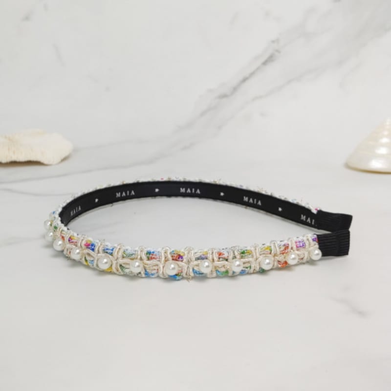 МАЙЯ Повязка на голову с жемчугом - Слоновая кость