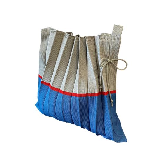 Сумка-тоут с завязками на шнурке в стиле ретро, складная вязаная сумка-тоут с цветными блоками