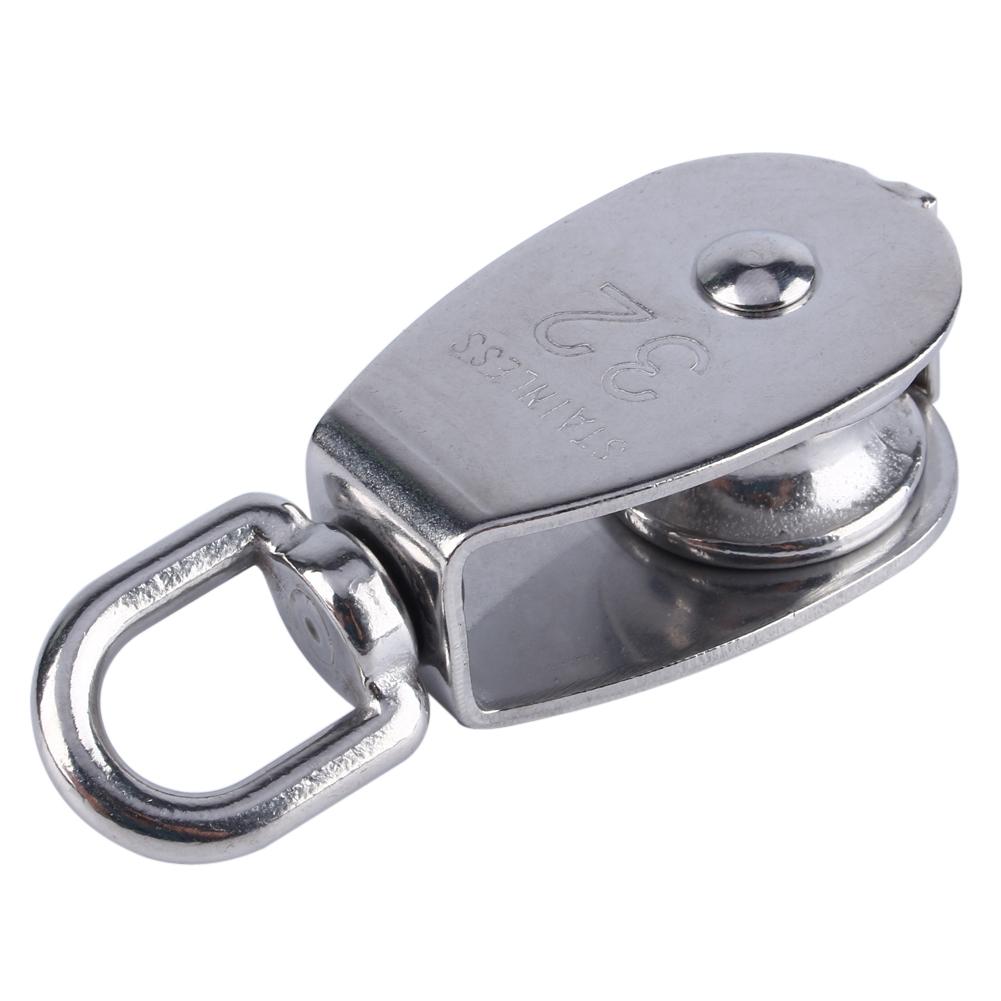 304 Stainless Steel Single Wheel Swivel Pulley Block Lifting Rope M32