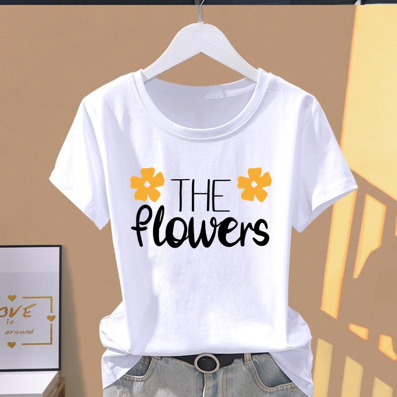 (Asian Size) Graphic Tee T Clothing Love Sweet Letter Style Casual Fashion Print Female Casual Women's Top Lady Short Sleeve T-shirt