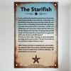 Vintage Rusty 'The Starifish' Metal Tin Sign with Starfish Illustration, Weathered Beach Themed Distressed Wall Plaque for Home