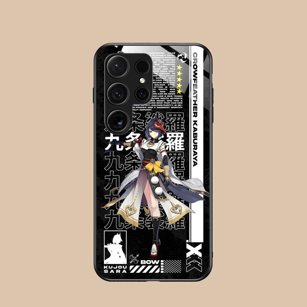 Game GI Kujou Sara Mobile Phone Case for Samsung Galaxy S26 S25 S24 S23 S22 S21 S20 Note20 Plus FE Ultra Glass Colorful Cover
