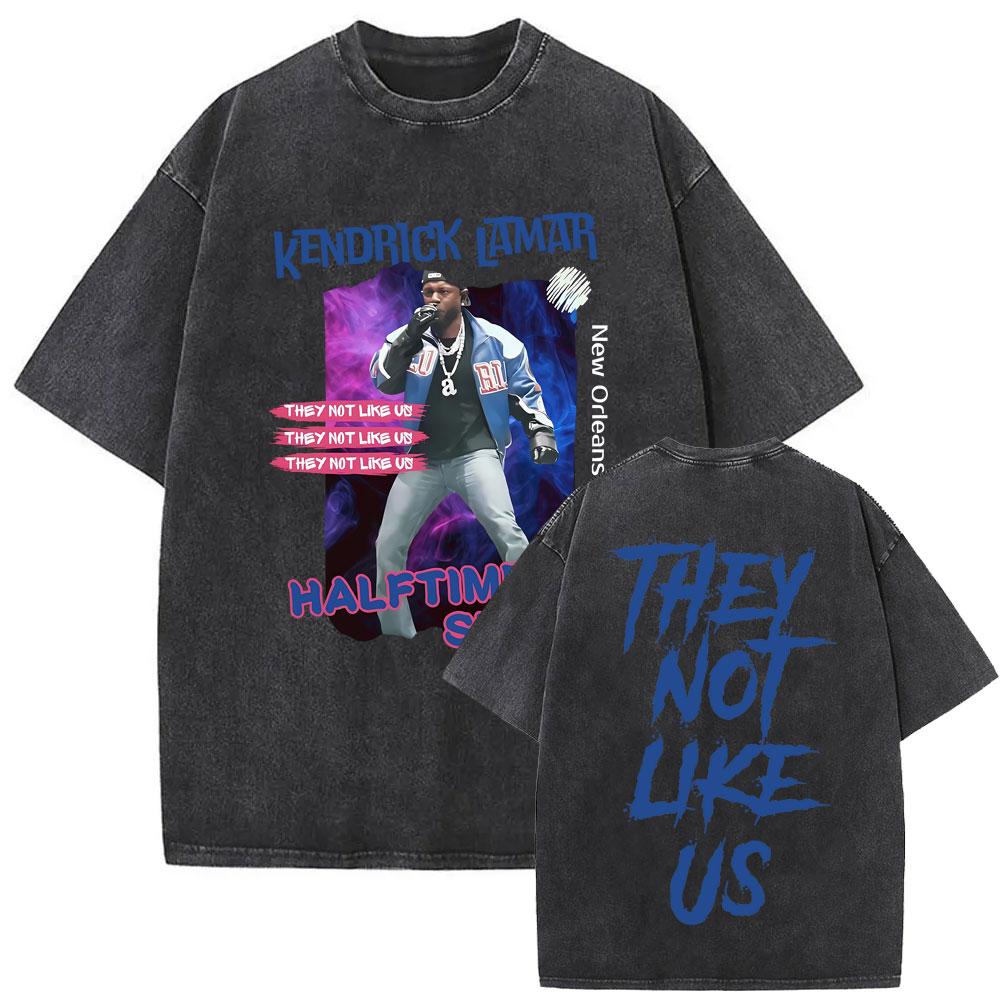 Limited Rapper Kendrick Lamar They Not Like Us Washed Vintage Tshirt Summer Men Women Hip Hop Oversized Street Crewneck T Shirt