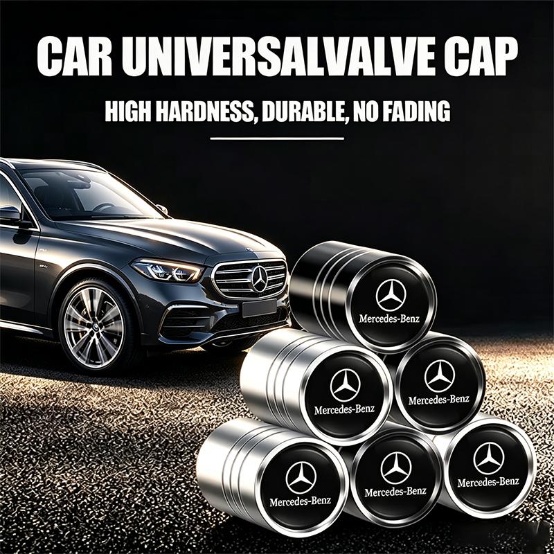 WAM3 4Pcs Car Tire Valve Cover Aluminum Alloy Car Wheel Tire Valve Caps For Mercedes Benz W210 W176 AMG CLS CLE CLA GLA GLB GLS Class