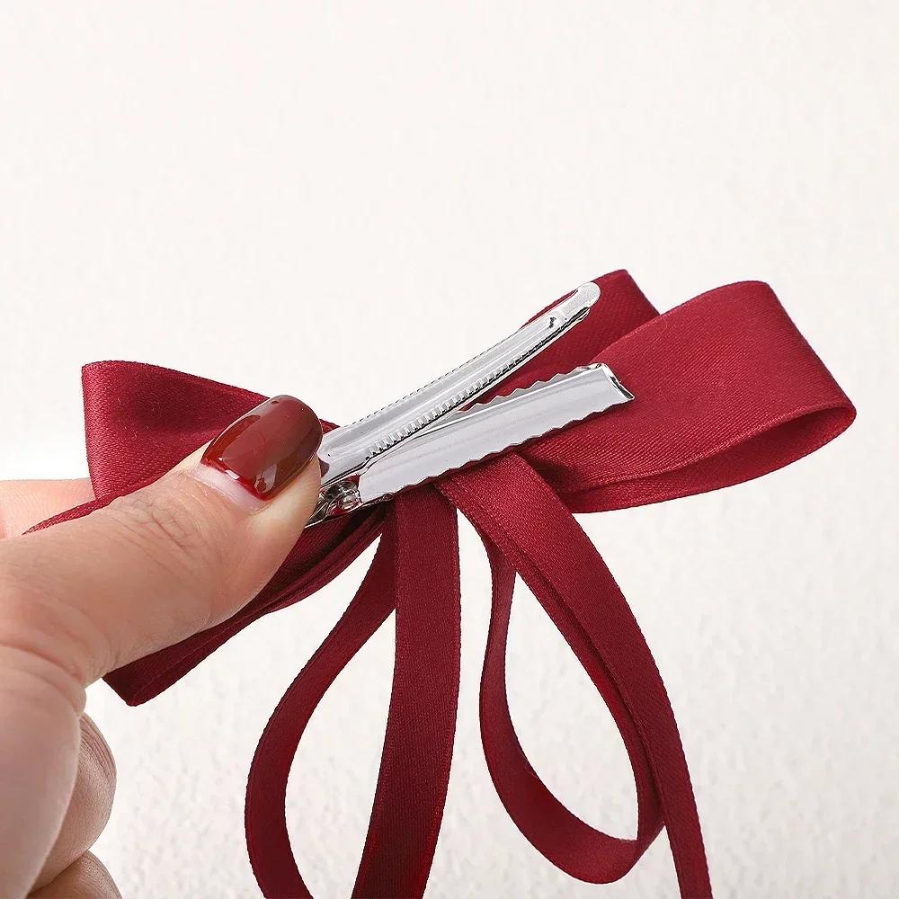 2 шт. Элегантные заколки для волос с длинными лентами-бантами для женщин, девушек, милые большие банты из атласа, заколки для волос, головные уборы для хвостика, аксессуары для волос