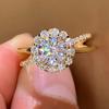 Huitan Sunflower Moissanite Zirconia Crossover Proposal Ring