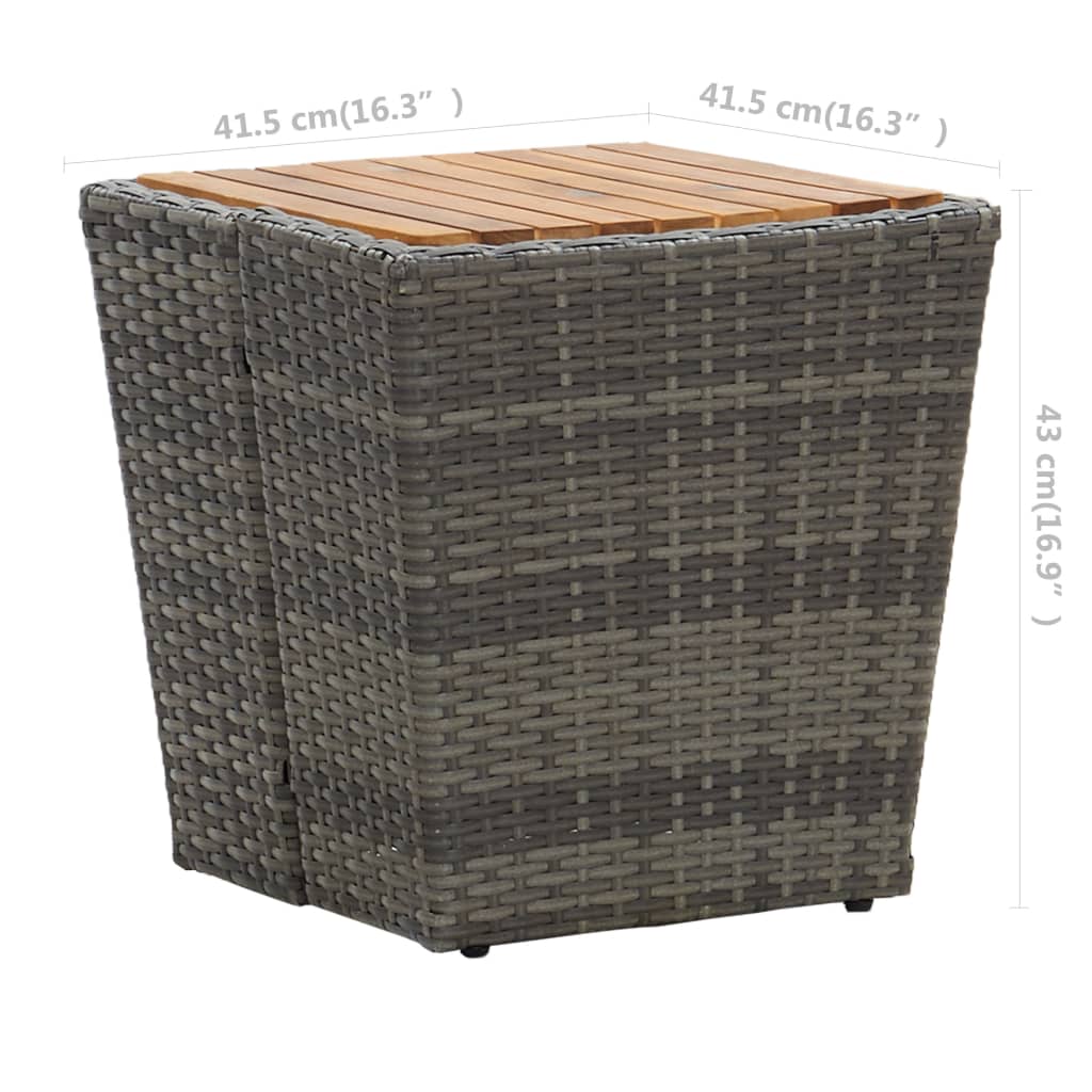 3 Piece Bistro Set Grey Poly Rattan and Acacia Wood