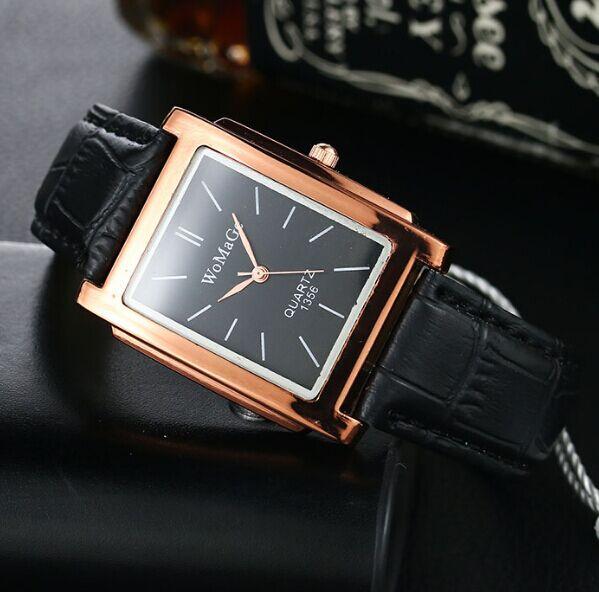 Women WOMAGE Classic Square Shape Figure PU Watchband Wristwatch Quartz Watch Women Watches Relogio Feminino Montre Femme Hv5n
