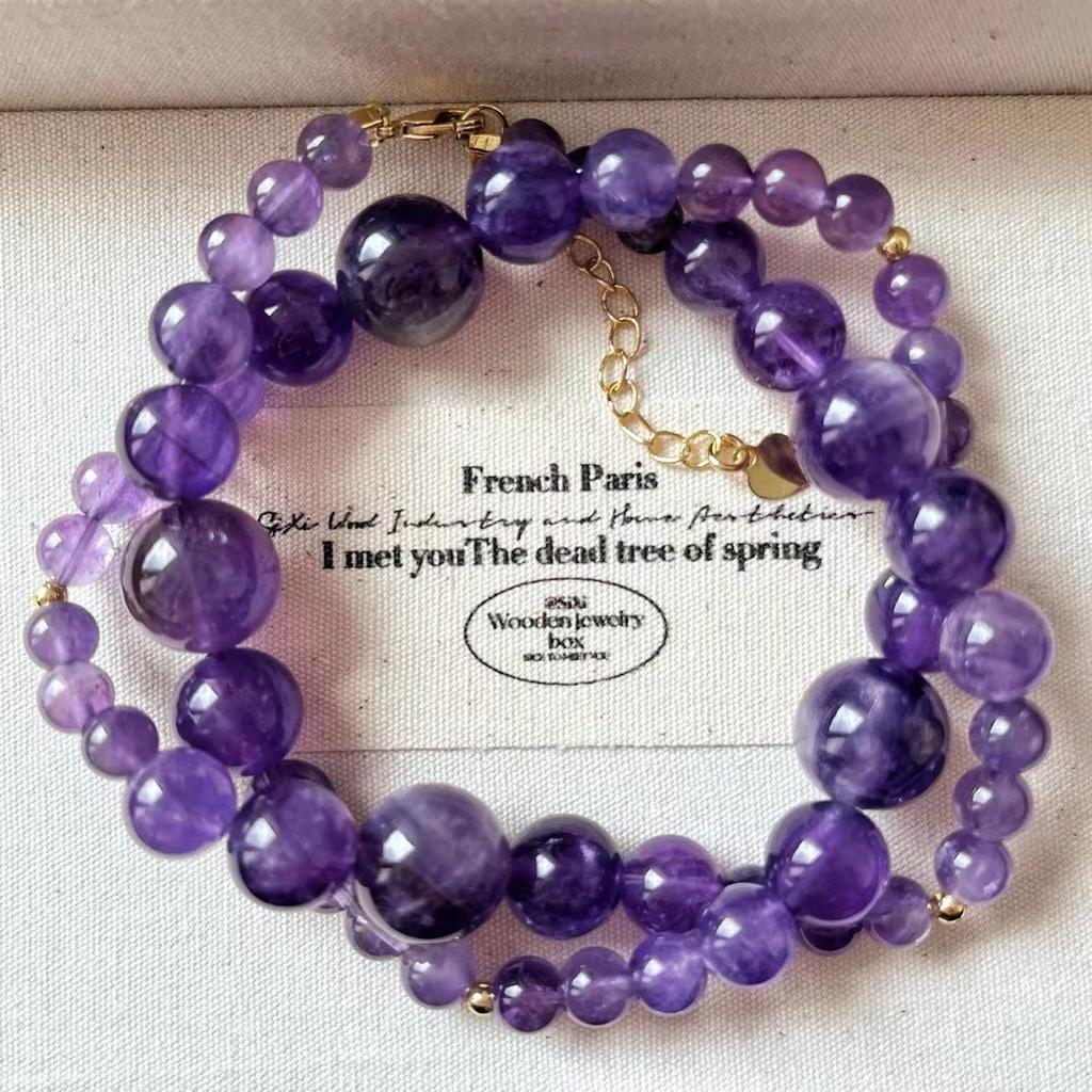 Оригинальный дизайн, Натуральная лаванда, Аметист, Градиентное колье-улыбка, Женский чокер, Цепочка для ключицы Ветер