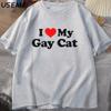 Футболки I Love My Gay Cat, мужская футболка с коротким рукавом, повседневная футболка с принтом ЛГБТС, летняя футболка большого размера из хлопка, одежда