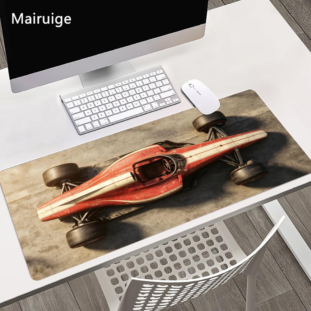 Red Retro Racing Car Large Size Anti-slip Rubber Mouse Pad Gaming Desk Mat Keyboard Mat For Office Home Computer Stitched Edge