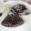 New leopard print plush hat European and American fashion high-end thermal hat children show face small bucket hat
