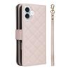 For iPhone 16 Leather Case Zipper Wallet Phone Bag with Shoulder Strap and Hand Strap