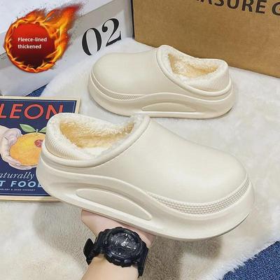 Мужские водонепроницаемые зимние хлопковые тапочки - теплые, модные, на бархатной подкладке, подходят для ношения в помещении и на открытом воздухе, унисекс-дизайн с мехом