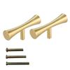 Lemfema Brass Handles, 2-Pack, Door Handles with 3 Types of Screws, Drawer Handle Pulls, Cabinet, Cupboard, Kitchen Door Knobs, T-Shaped Round Bar, Mi