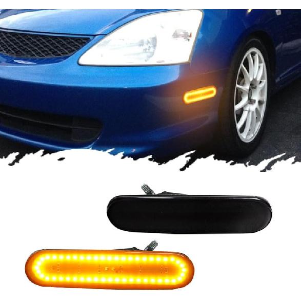 Для Honda Civic Si EP3 3DR 2002 2003 2004 2005 Боковые габаритные огни бампера Передние янтарные Задние красные Светодиодные лампы Дымчатое стекло 33801S5TA01 4 шт.