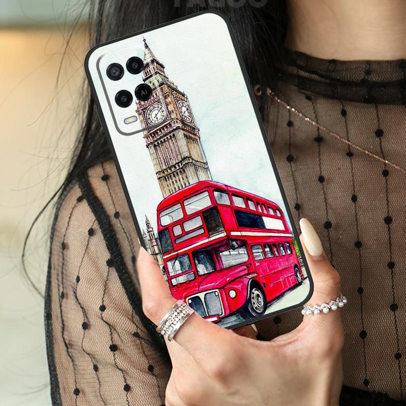 London Red Bus Big Ben Case For Oppo A78 A98 A18 A38 A58 A60 A80 A40 A96 A76 A16 A94 A74 A54 A15 A17 A57 A77 A5 Pro