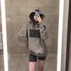 Women's Plush Sweater Autumn and Winter New Print Hooded Loose Jacket Top