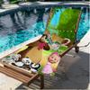 Masha and The Bear Print Beach Towel, Versatile Lightweight Absorbent Beach Towel for Pool Surf Yoga Bathroom, Perfect Birthday Holiday Gift