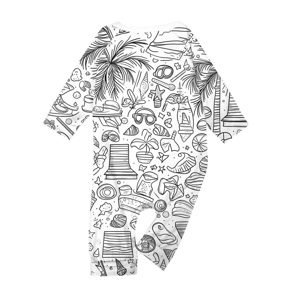 Раскрашенный вручную цветной наряд для родителей и детей - с принтом, круглый вырез, длинные рукава, длинные брюки, домашняя одежда, костюм для весны