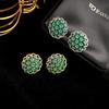 Exquisite Light Luxury Full Diamond Temperament Stud Earrings Retro French Green Zircon Niche Earrings