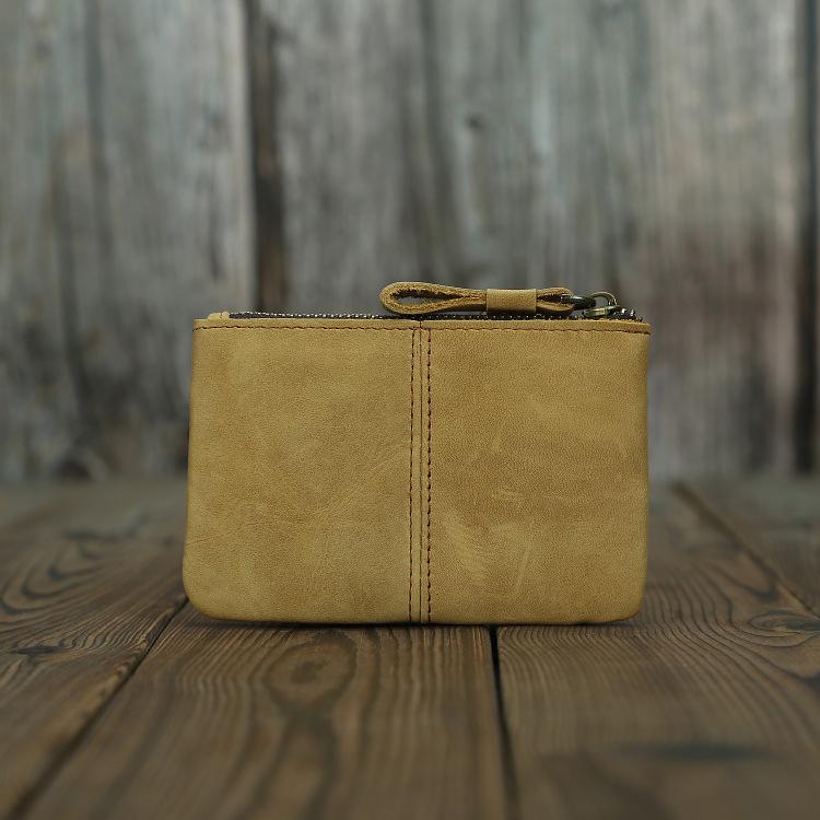 Унисекс Винтажный Кожаный Кошелек для Монет Ручной Работы Мини Кошелек на Молнии Держатель для Карт Компактная Дорожная Сумка для Повседневного Использования Мини Мужской Кошелек