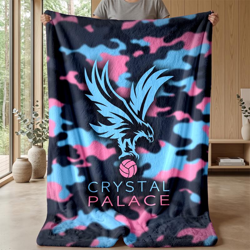 Crystal Palace Football Print Flannel Blanket, Soft Warm Lightweight Throw Blanket for Sofa Bed Camping