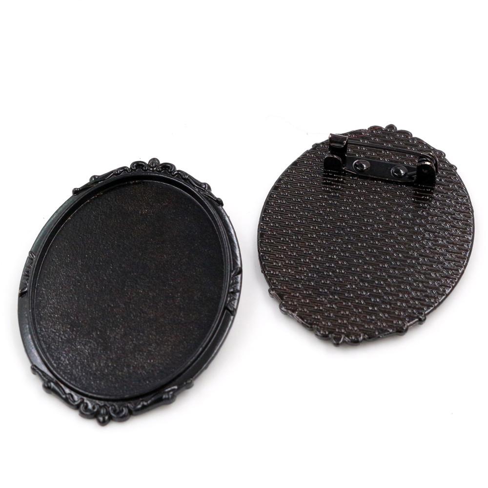 New Fashion 5pcs 30x40mm Inner Size Antique Gold/Silver Black Bronze Pin Brooch Pierced Style Base Setting Pendant