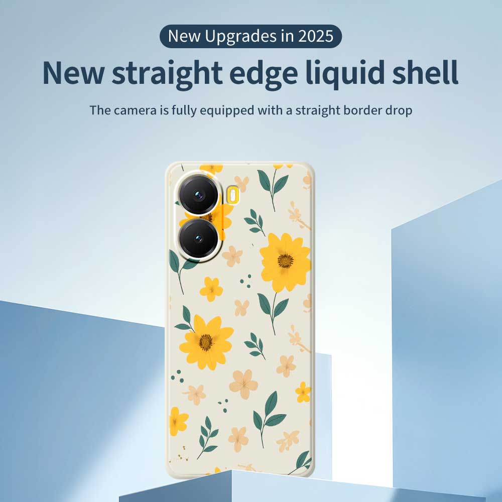 For Xiaomi Redmi Turbo 4 5G/Poco X7 Pro 5G Case Yellow Floral and Leaves Pattern Printing Straight Edge TPU Phone Back Cover