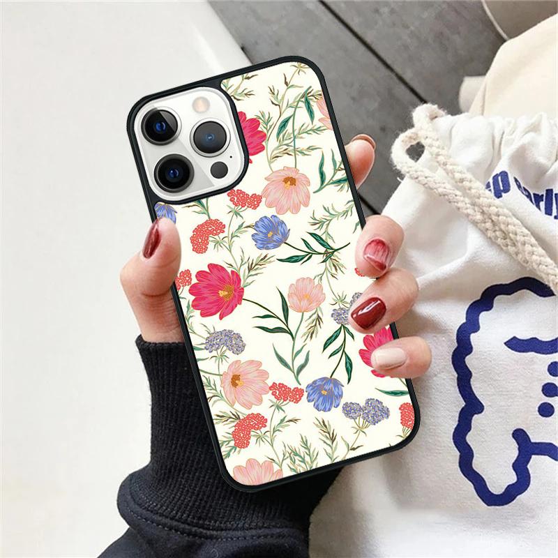 Винтажный чехол для телефона с цветами и листьями для iPhone 17 Air 15 16 Чехол 11 13 14 Pro Max 12 Plus Max Fundas
