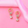 Gold Plated American Diamond Loop Earrings for Women