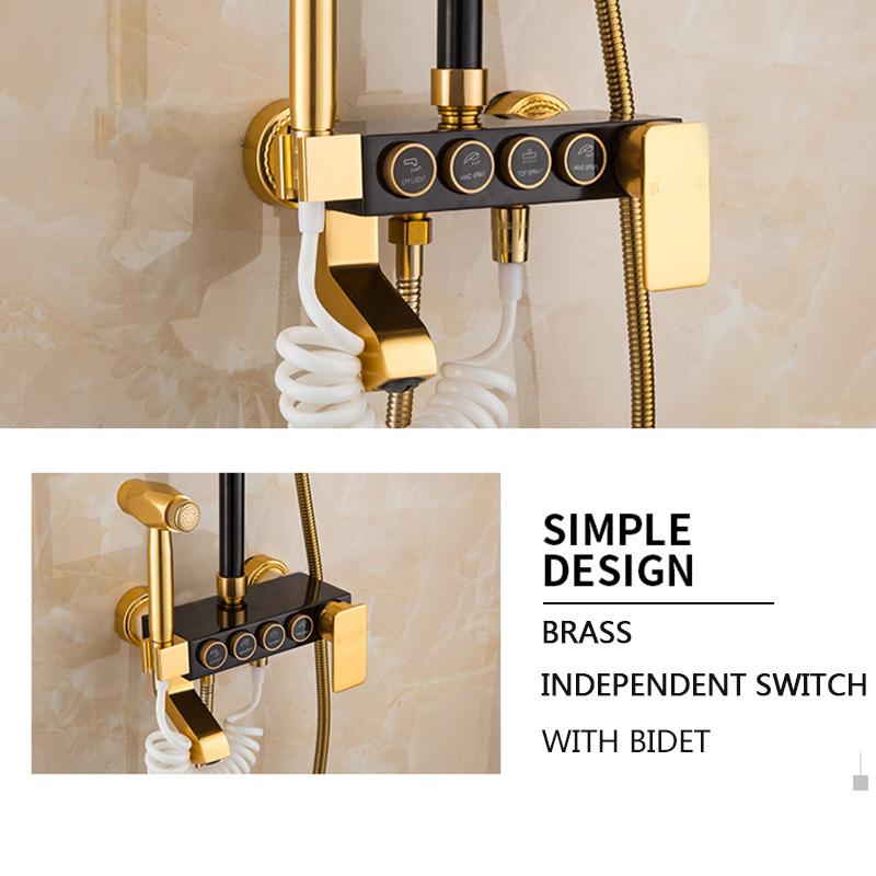 Набор смесителей для душа черного золота, космический алюминиевый смеситель для душа с дождевой водой, смеситель для душа с биде, смеситель для горячей и холодной воды