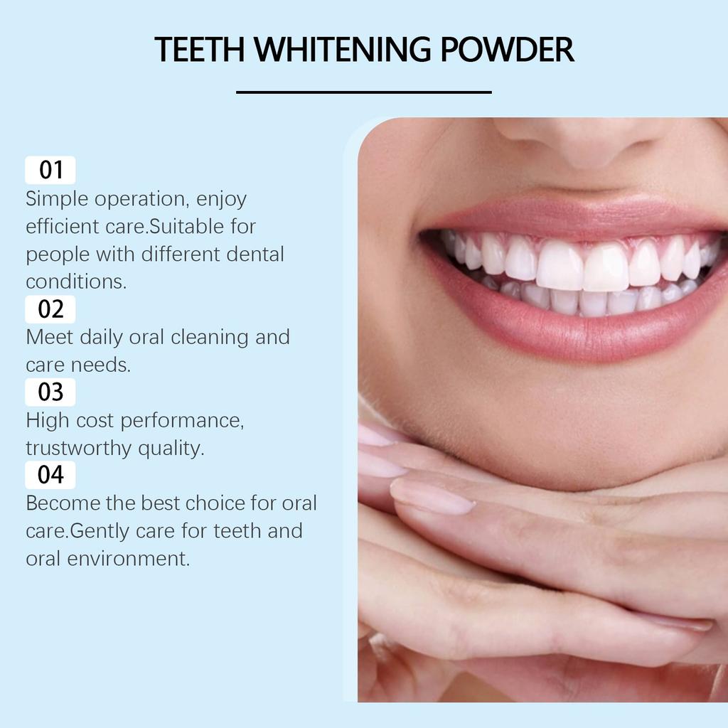 Зубной порошок для отбеливания и удаления пятен укрепляет зубную эмаль, отбеливает зубы, удаляет пятна и освежает дыхание