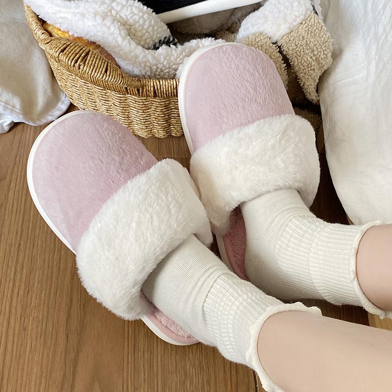 Мода 2025 Тапочки женские теплые хлопковые с закрытым носком, из искусственного меха, утолщенные плюшевые, зимние домашние туфли, легкие повседневные комнатные туфли для женщин