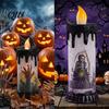 Electronic Halloween Candle Light, Fun Spooky LED Candle, 3-Color Flickering Safe Decoration Light Realistic Flame Battery for Party Decor
