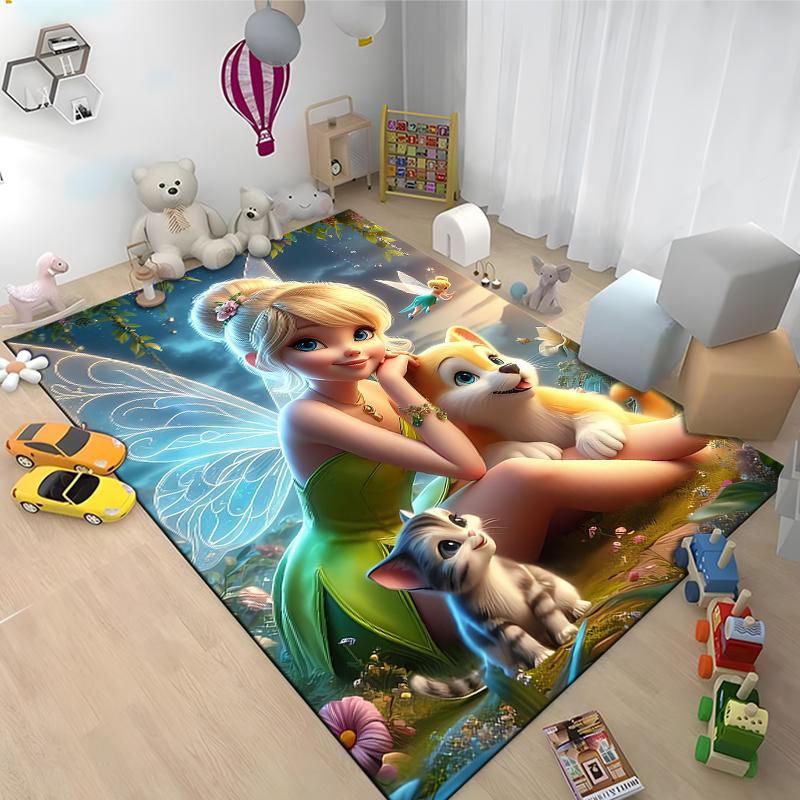 1PC Tinker Bell Theme Rug for Bedroom Fluffy Square Floor Carpets Living Room Home Decor Rugs Soft Velvet Mat Area Rug Potdemiel