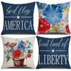 Independence Day Pillowcase Linen Printed Letters Flowers Pillowcase Home Lazy Sofa Pillowcase
