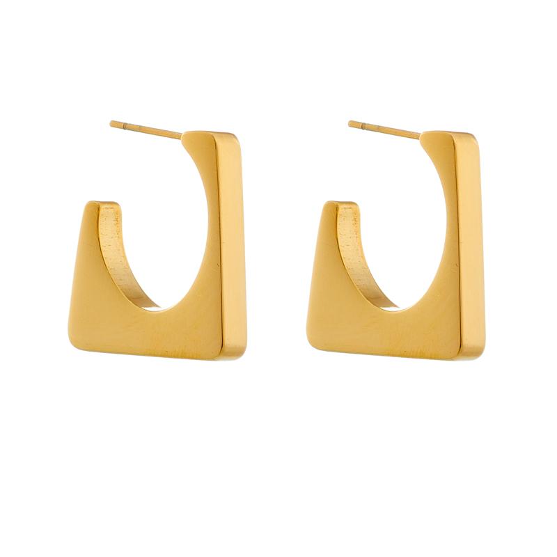 DIEYURO 316L Stainless Steel Geometric Stud Earrings For Women Designer Exaggerated C Loop Square Earrings Girls Party Jewelry