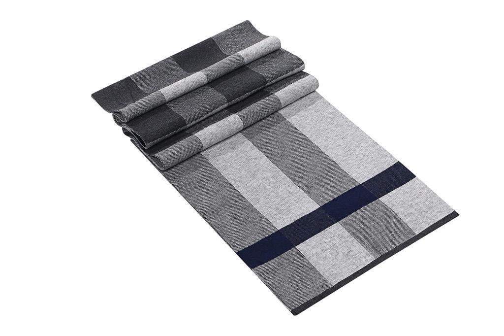Bildap Striped Checkered Wool Stylish and Perfect Gift Men's Scarf, Elegant, Boxed, (Blue)