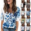 Shirts For Women Trendy V Neck T Shirts Casual Printed Summer Tees T Shirt Blouse Half Sleeve Tops For Women