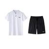 Рубашка-поло с коротким рукавом LiNing однотонная с принтом логотипа Простая Универсальная Дышащая Удобная Шорты Повседневный Спортивный костюм APLV723-2+AKSV843-1