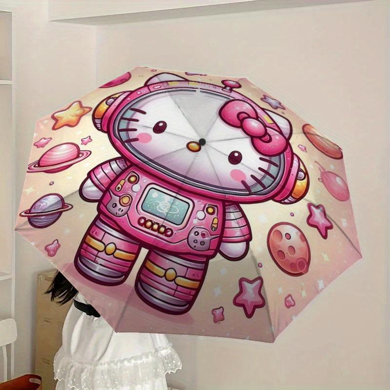 1pc Hello Kitty Astronaut Space Adventure Umbrella with Plastic Handle,Suitable for All Seasons Home Travel Outdoor UmbrellaSanlio521