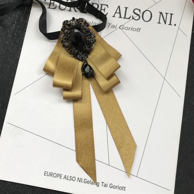 Винтажная брошь в виде галстука-бабочки из ткани с кристаллами, корейская мода, галстуки-бабочки, галстуки для женщин, белый рубашечный воротник, роскошные ювелирные аксессуары