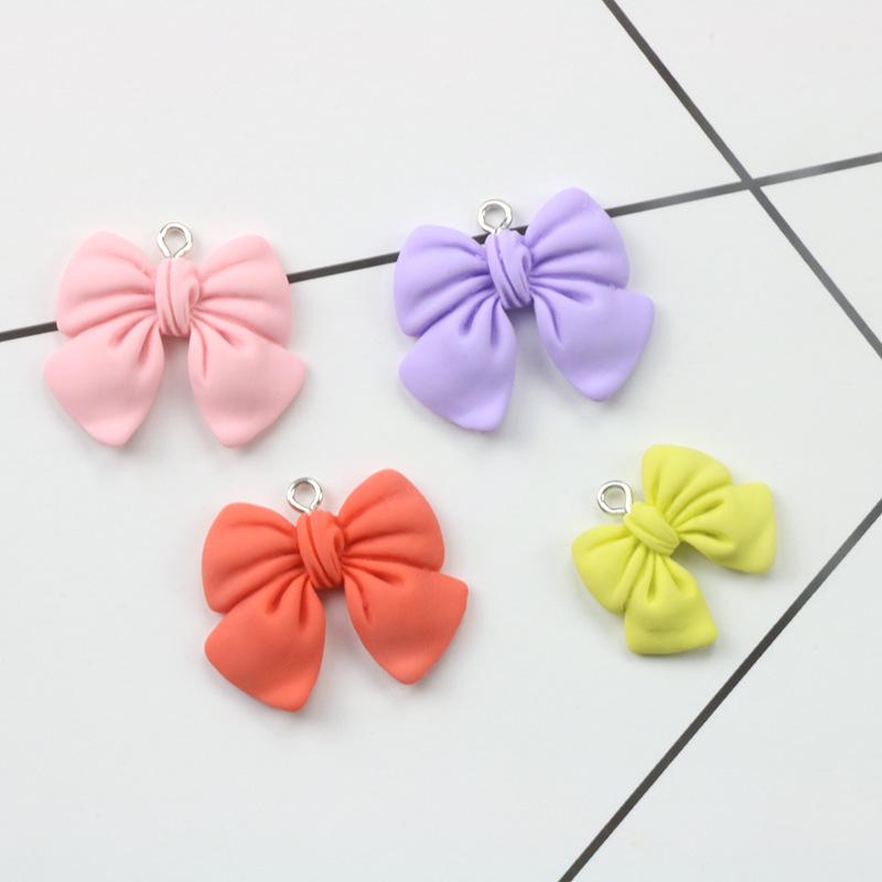 Imitation Fabric Bow Resin Pendant Earrings - DIY Jewelry Accessories