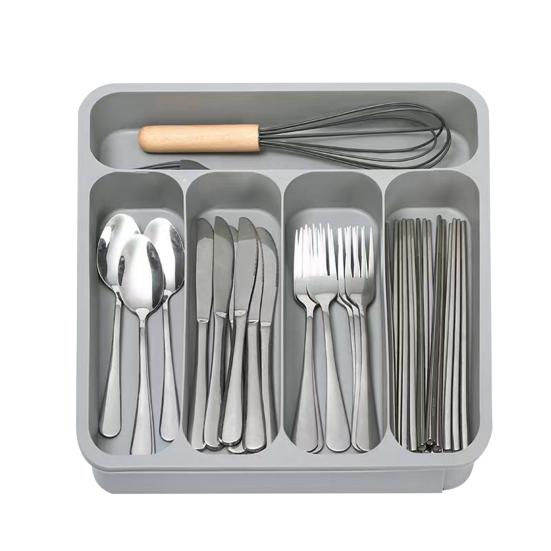 Ящик для хранения столовых приборов. Классификационная организация. Расширяемая большая емкость с несколькими отделениями. Лоток для посуды. Вилка. Палочки для еды. Ящик для ложки. Посуда.