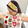 Pretty Knitting Floral Embroidery Tape Knotted Hairbands for Women Girls Shopping Party Photography Head Wears