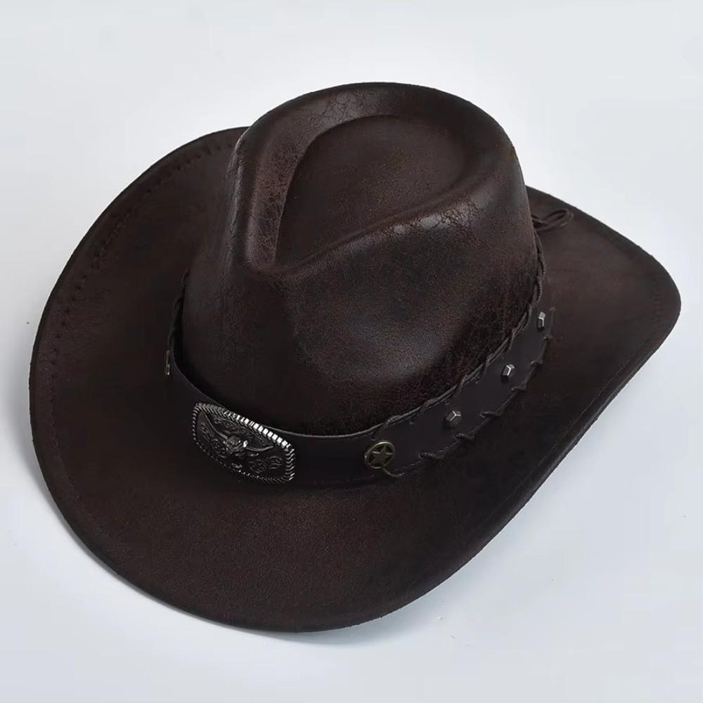 Vintage Western Cowboy Hat Studded Bullhead Sombrero Hat Trendy Jazz Hat For Men Women