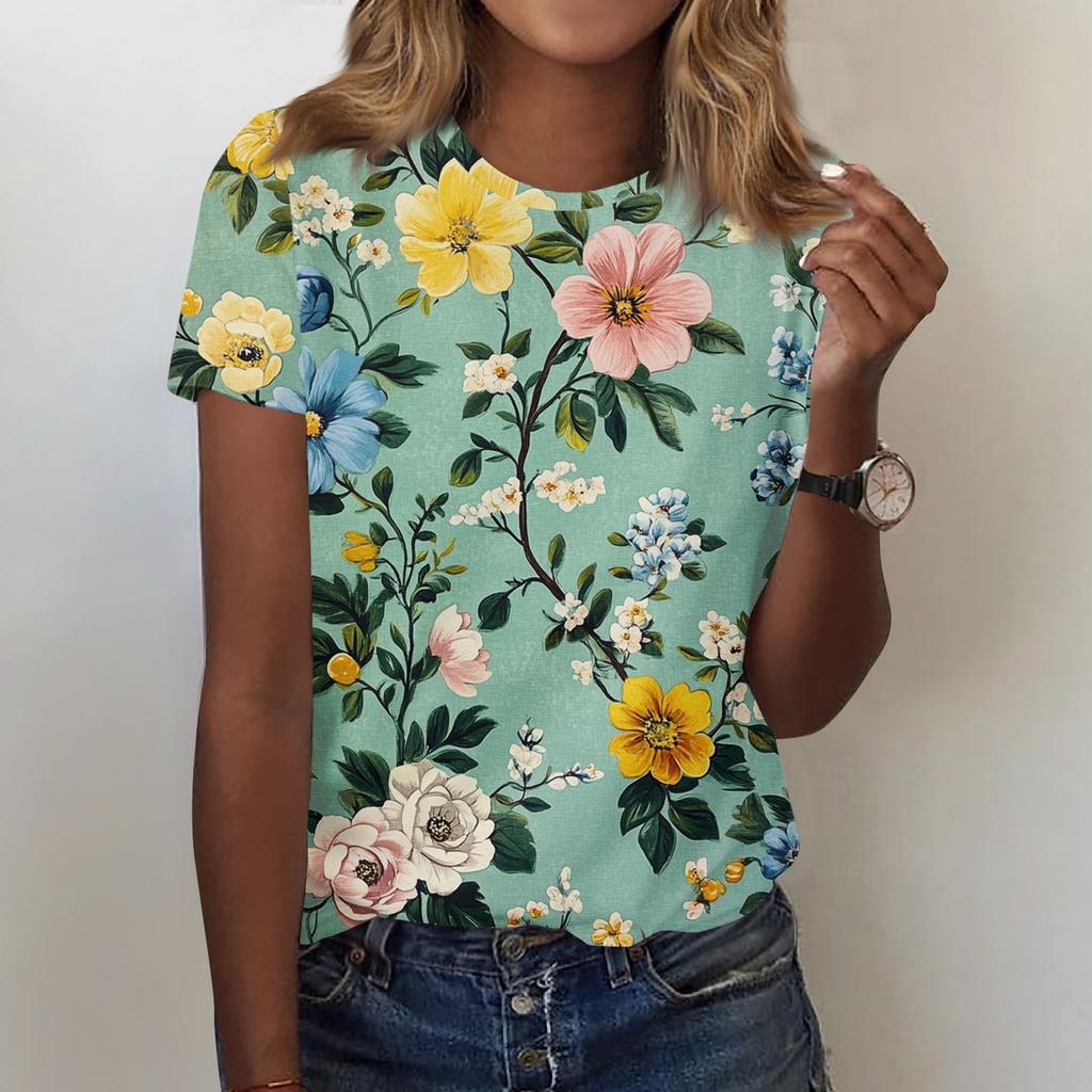 Женская мода повседневная футболка с круглым вырезом и короткими рукавами, топ, футболка, топ