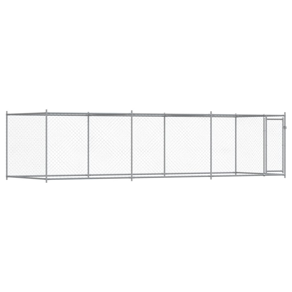 Dog Kennel with Door Gray 6 x 2 x 1.5 m Galvanized Steel